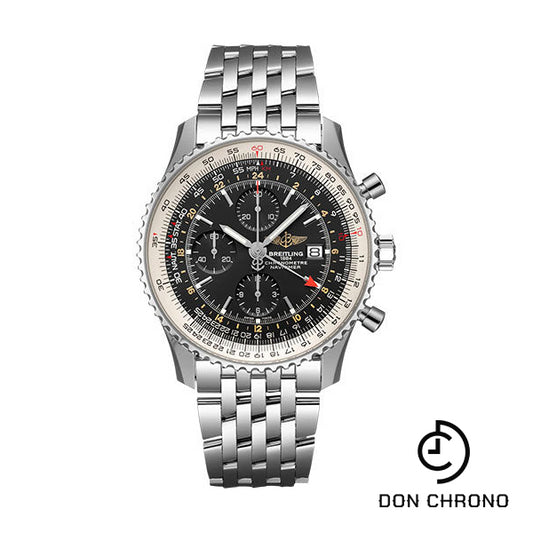 Breitling Navitimer Chronograph GMT 46 Watch - Stainless Steel - Black Dial - Metal Bracelet - A24322121B1A1