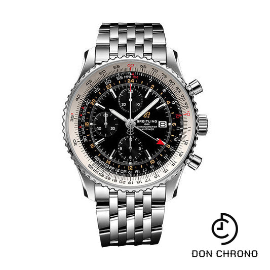 Breitling Navitimer Chronograph GMT 46 Watch - Steel - Black Dial - Steel Bracelet - A24322121B2A1