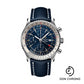 Breitling Navitimer Chronograph GMT 46 Watch - Stainless Steel - Blue Dial - Blue Calfskin Leather Strap - Folding Buckle - A24322121C2X2