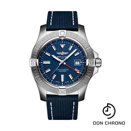 Breitling Avenger Automatic GMT 45 Watch - Stainless Steel - Blue Dial - Blue Calfskin Leather Strap - Folding Buckle - A32395101C1X2
