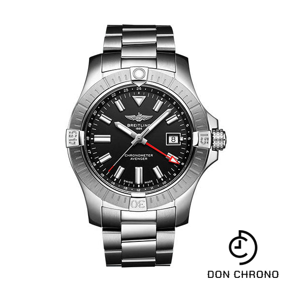 Breitling Avenger Automatic GMT 43 Watch - Stainless Steel - Black Dial - Metal Bracelet - A32397101B1A1