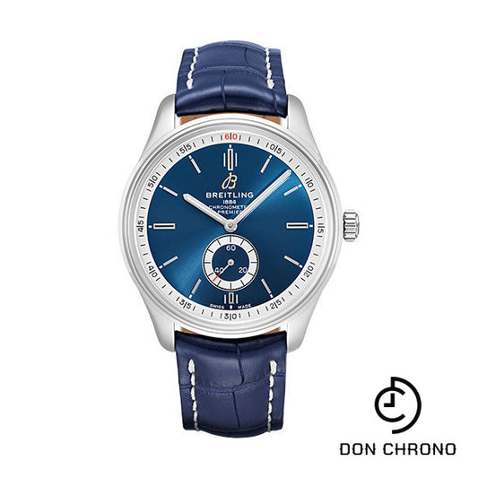 Breitling Premier Automatic Watch - 40mm Steel Case - Blue Dial - Blue Croco Strap - A37340351C1P1