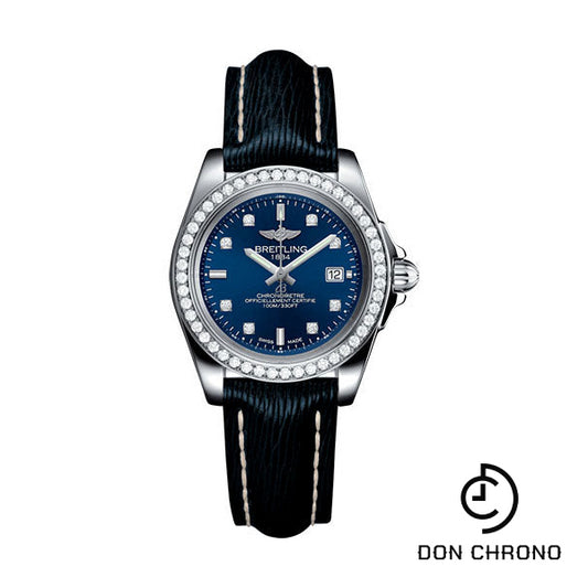 Breitling Galactic 32 Sleek Watch - Steel - Horizon Blue Diamond Dial - Blue Sahara Strap - Tang Buckle - A7133053/C966/210X/A14BA.1