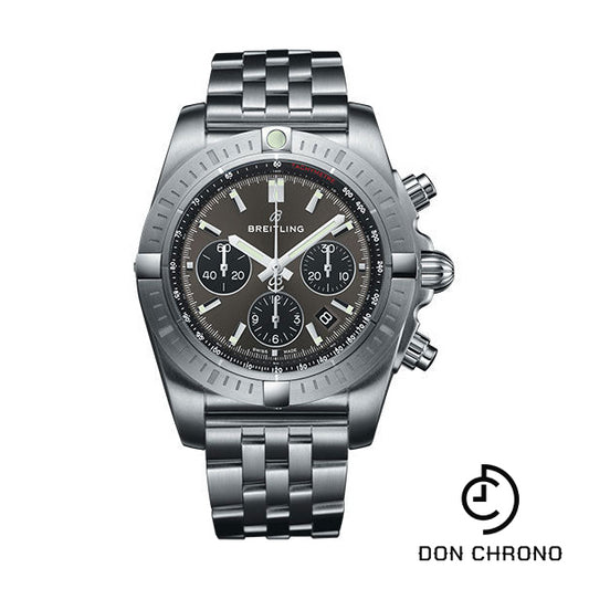 Breitling Chronomat B01 Chronograph 44 Watch - Steel Case - Blackeye Gray Dial - Steel Pilot Bracelet - AB0115101F1A1