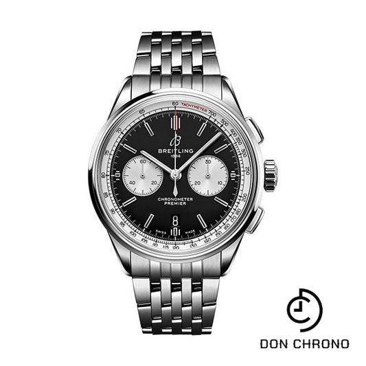 Breitling Premier B01 Chronograph 42 Watch - Stainless Steel - Black Dial - Metal Bracelet - AB0118371B1A1