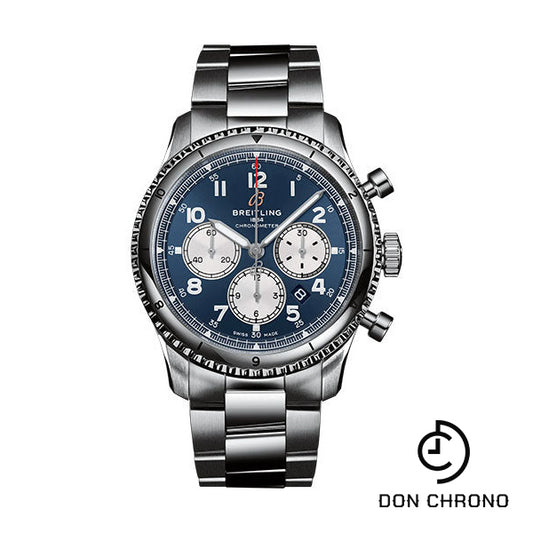 Breitling Aviator 8 B01 Chronograph 43 Watch - Stainless Steel - Blue Dial - Metal Bracelet - AB0119131C1A1