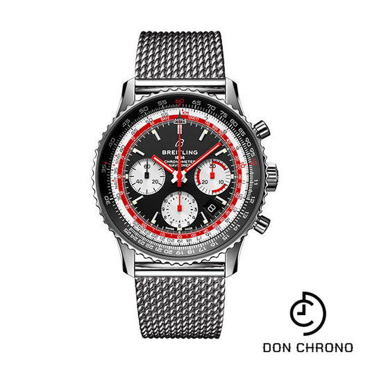 Breitling Navitimer B01 Chronograph 43 Swissair Watch - Steel - Black Dial - Steel Bracelet - AB01211B1B1A1