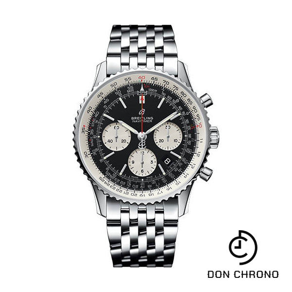 Breitling Navitimer 1 B01 Chronograph 43 Watch - Steel Case - Black Dial - Steel Pilot Bracelet - AB0121211B1A1