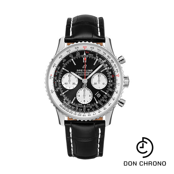 Breitling Navitimer B01 Chronograph 43 Watch - Steel - Black Dial - Black Croco Strap - Folding Buckle - AB0121211B1P2