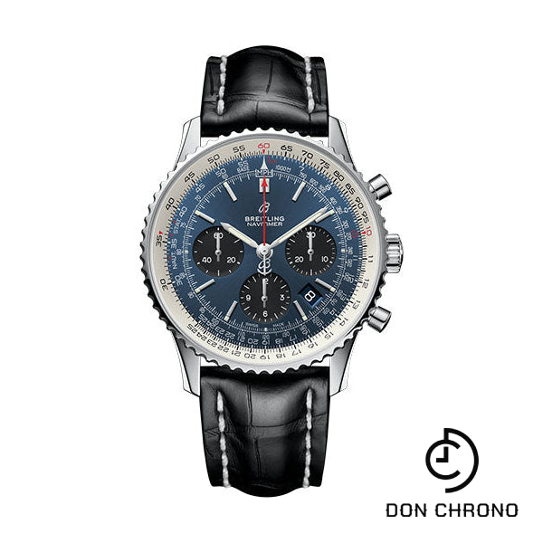 Breitling Navitimer 1 B01 Chronograph 43 Watch - Steel Case - Blue Dial - Black Croco Strap - AB0121211C1P1