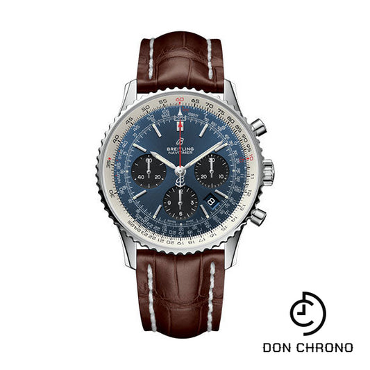 Breitling Navitimer B01 Chronograph 43 Watch - Steel - Blue Dial - Brown Croco Strap - Folding Buckle - AB0121211C1P4