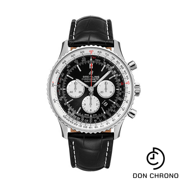 Breitling Navitimer B01 Chronograph 46 Watch - Steel - Black Dial - Black Croco Strap - Folding Buckle - AB0127211B1P2