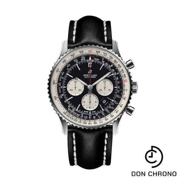 Breitling Navitimer B01 Chronograph 46 Watch - Steel - Black Dial - Black Leather Strap - Folding Buckle - AB0127211B1X2