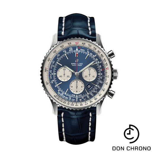 Breitling Navitimer 1 B01 Chronograph 46 Watch - Steel Case - Aurora Blue Dial - Blue Croco Strap - AB0127211C1P1
