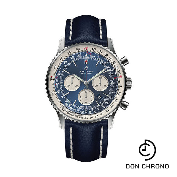 Breitling Navitimer 1 B01 Chronograph 46 Watch - Steel Case - Aurora Blue Dial - Blue Leather Strap - AB0127211C1X1