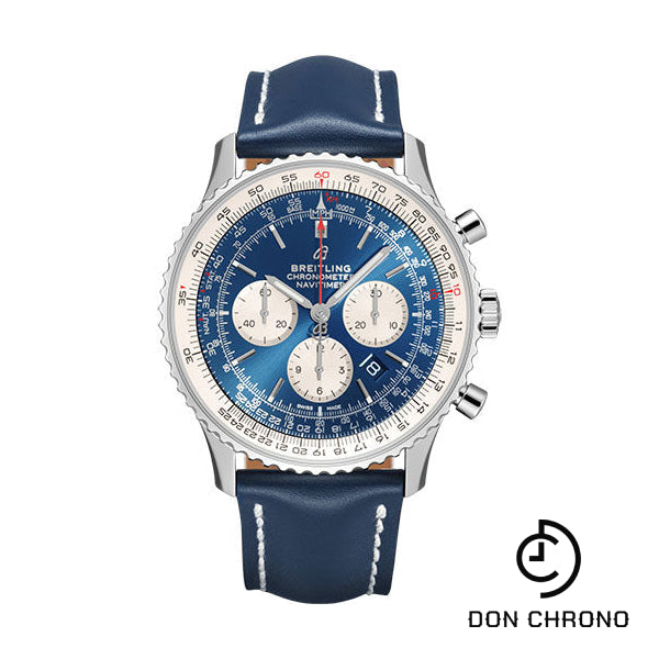 Breitling Navitimer B01 Chronograph 46 Watch - Steel - Aurora Blue Dial - Blue Leather Strap - Folding Buckle - AB0127211C1X2