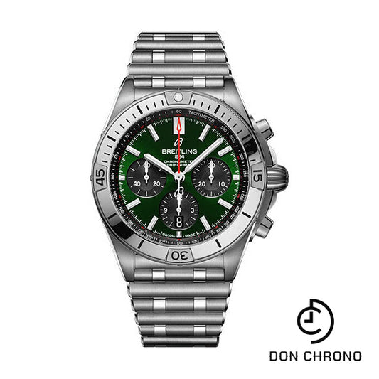Breitling Chronomat B01 42 Bentley Watch - Stainless Steel - Green Dial - Metal Bracelet - AB01343A1L1A1