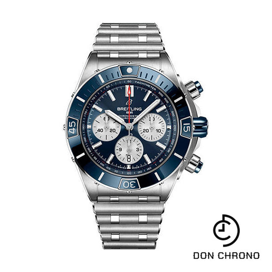Breitling Super Chronomat B01 44 Watch - Stainless Steel - Blue Dial - Metal Bracelet - AB0136161C1A1