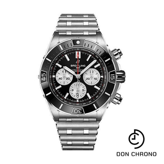 Breitling Super Chronomat B01 44 Watch - Stainless Steel - Black Dial - Metal Bracelet - AB0136251B1A1