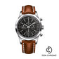 Breitling Transocean Chronograph Watch - Steel - Black Dial - Gold Leather Strap - Folding Buckle - AB015212/BA99/434X/A20D.1