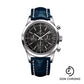 Breitling Transocean Chronograph Watch - Steel - Black Dial - Blue Croco Strap - Folding Buckle - AB015212/BA99/732P/A20D.1