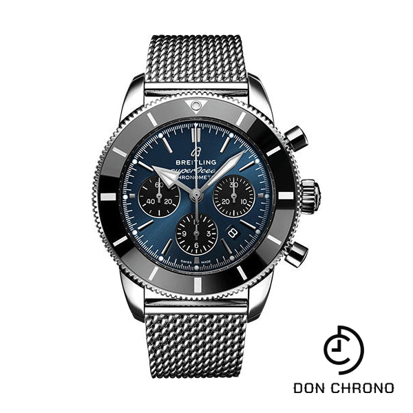 Breitling Superocean Heritage B01 Chronograph 44 Watch - Steel - Blackeye Blue Dial - Steel Bracelet - AB0162121C1A1