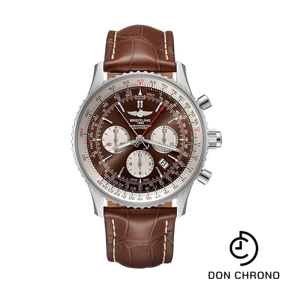 Breitling Navitimer B03 Chronograph Rattrapante 45 Watch - Steel - Panamerican Bronze Dial - Brown Croco Strap - Folding Buckle - AB0310211Q1P1