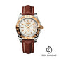 Breitling Galactic 36 Automatic Watch - Steel and 18K Rose Gold - Mother-Of-Pearl Dial - Brown Calfskin Leather Strap - Tang Buckle - C37330121A1X1