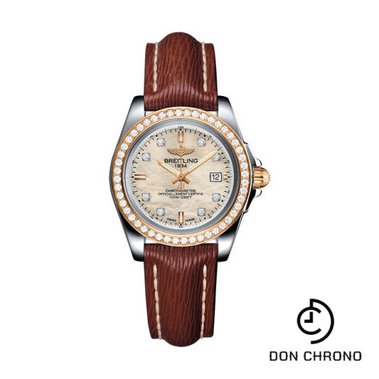Breitling Galactic 32 Sleek Watch - Steel & rose Gold, gem-set bezel - Mother-Of-Pearl Diamond Dial - Brown Sahara Strap - Tang Buckle - C7133053/A803/211X/A14BA.1