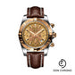 Breitling Chronomat 44 Watch - Steel & Gold - Golden Sun Dial - Brown Croco Strap - Tang Buckle - CB011012/H548/739P/A20BA.1