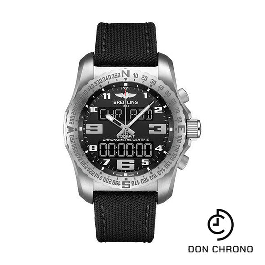 Breitling Cockpit B50 Watch - Titanium - Volcano Black Dial - Anthracite Military Strap - Tang Buckle - EB5010221B1W1