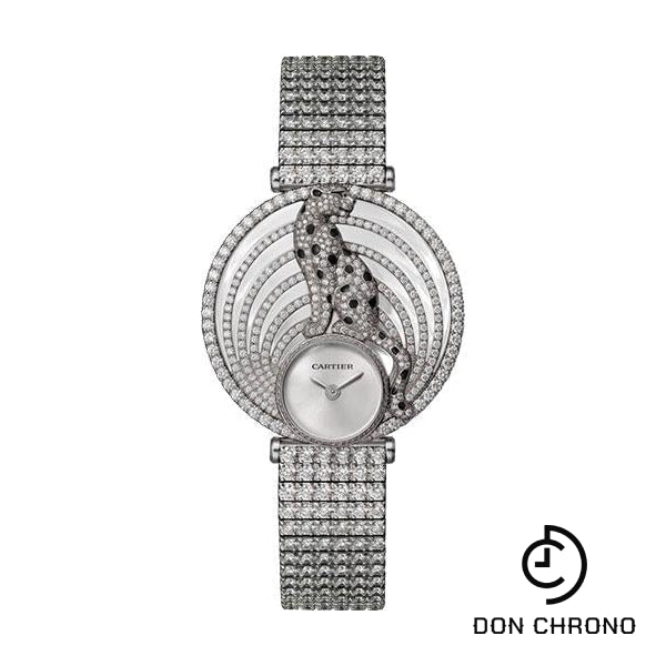 Cartier Panthere Royale de Cartier Watch - 36 mm White Gold Diamond Case - Silvered Dial - White Gold Paved Diamond Bracelet - HPI01098