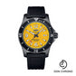 Breitling Superocean Automatic 46 Black Steel Watch - DLC-Coated Stainless Steel - Yellow Dial - Black Rubber Strap - Tang Buckle - M17368D71I1S1
