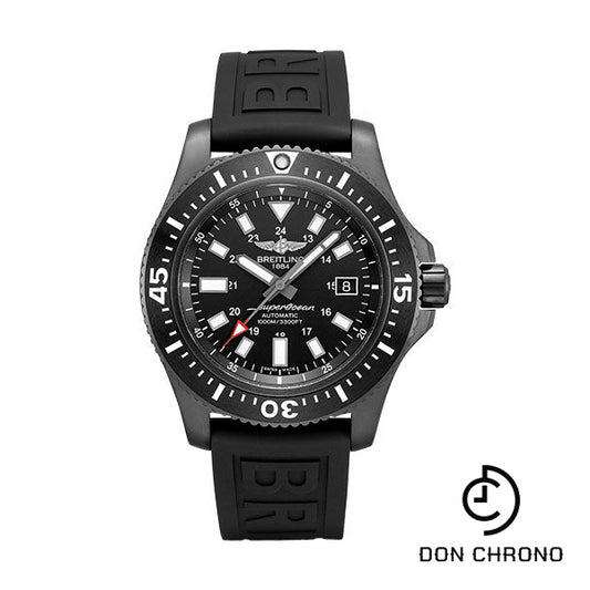 Breitling Superocean 44 Special Watch - Black steel - Volcano Black Dial - Black Diver Pro III Strap - Folding Buckle - M17393131B1S1