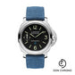 Panerai Luminor Logo - 44mm - Brushed Steel - Black Dial - Blue Canvas Strap - PAM00777