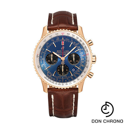 Breitling Navitimer B01 Chronograph 43 Watch - 18k Red Gold - Blue Dial - Brown Croco Strap - Folding Buckle - RB0121211C1P4