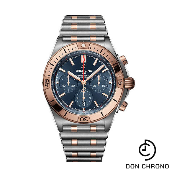 Breitling Chronomat B01 42 Watch - Steel and 18K Red Gold - Blue Dial - Metal Bracelet - UB0134101C1U1