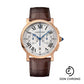 Cartier Rotonde de Cartier Chronograph Watch - 40 mm Pink Gold Case - Silvered Effect Dial - Brown Alligator Strap - W1556238