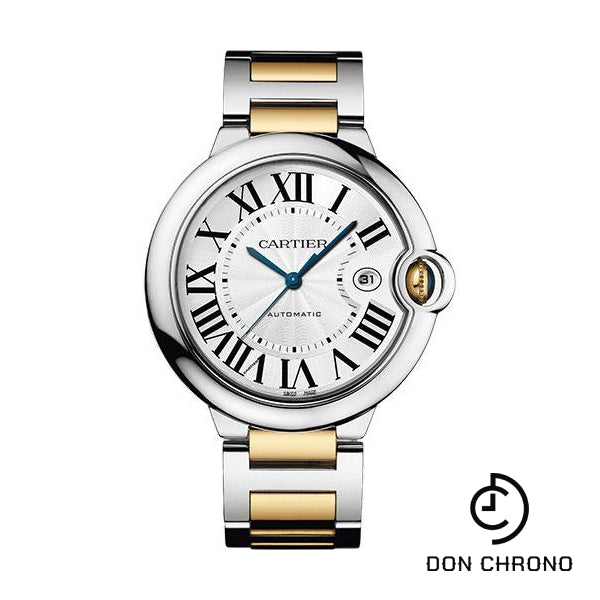 Cartier Ballon Bleu de Cartier Watch - 42 mm Steel and Yellow Gold Case - Silvered Dial - Interchangeable Two-Tone Bracelet - W2BB0031