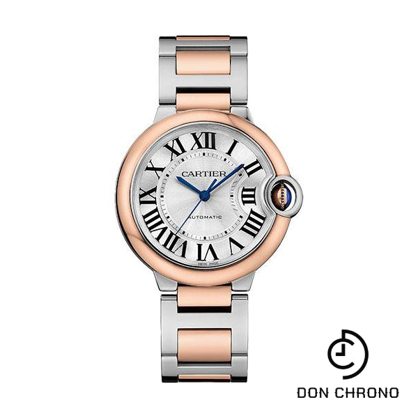 Cartier Ballon Bleu de Cartier Watch - 36 mm Steel and Rose Gold Case - Silvered Dial - Interchangeable Two-Tone Bracelet - W2BB0033