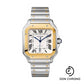 Cartier Santos de Cartier Watch - 39.8 mm Gold And Steel Case - Yellow Gold Bezel - Silvered Dial - Steel Bracelet - W2SA0009