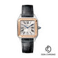Cartier Santos-Dumont Watch - 38 mm Pink Gold And Steel Case - Silver Dial - Black Strap - W2SA0012