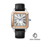 Cartier Santos-Dumont Watch - 46.6 mm x 33.9 mm Steel Case - Pink Gold Bezel - Silver Dial - Black Leather Strap - W2SA0017