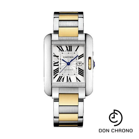 Cartier Tank Anglaise Watch - 39.2 x 29.8 mm Steel Case - Silver Dial - Yellow Gold And Steel Bracelet - W5310047