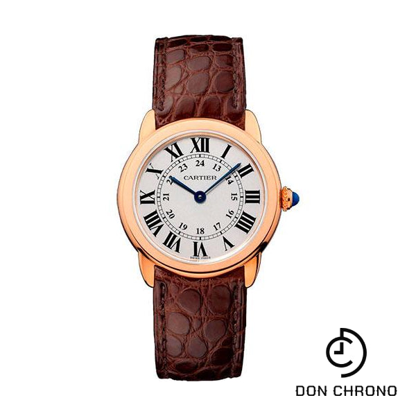 Cartier Ronde Solo De Cartier Watch - 29.5 mm Pink Gold Case - Brown Alligator Strap - W6701007