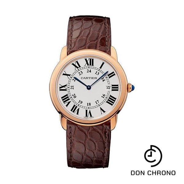 Cartier Ronde Solo De Cartier Watch - 36 mm Pink Gold Case - Brown Alligator Strap - W6701008