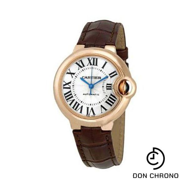 Cartier Ballon Bleu de Cartier Watch - 33 mm Pink Gold Case - Brown Alligator Strap - W6920097