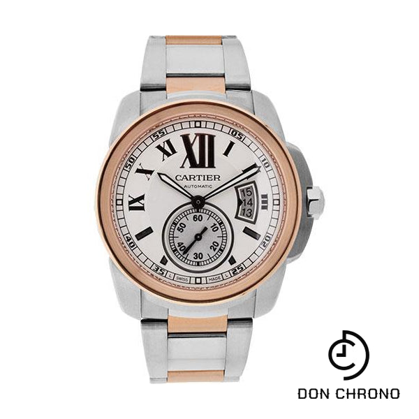 Cartier Calibre de Cartier Watch - 42 mm Steel Case - Pink Gold Bezel - Partly Snailed Dial - W7100036