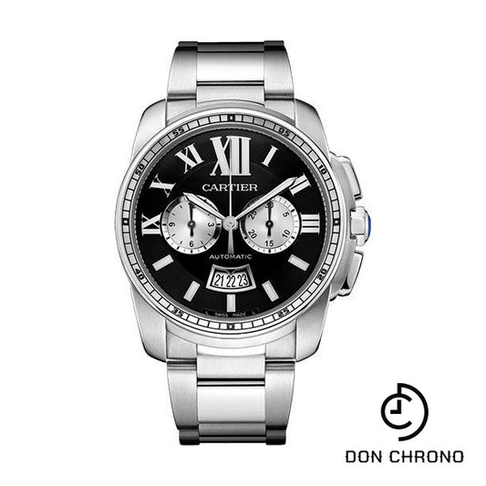 Cartier Calibre de Cartier Chronograph Watch - 42 mm Steel Case - Black Dial - W7100061