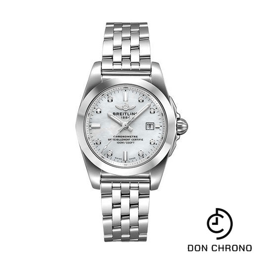 Breitling Galactic 29 Sleek Watch - Steel - Pearl Diamond Dial - Steel Bracelet - W72348121A2A1